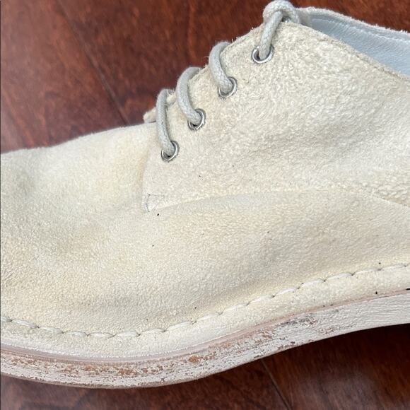 Women’s Marsell Cream Suede Lace-Up Shoes, Whitewash Stacked Heels, Size 9 - Picture 9 of 16